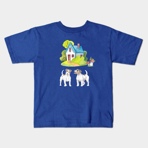 Jack Russell Terriers Home Kids T-Shirt by Dreamy Feminine